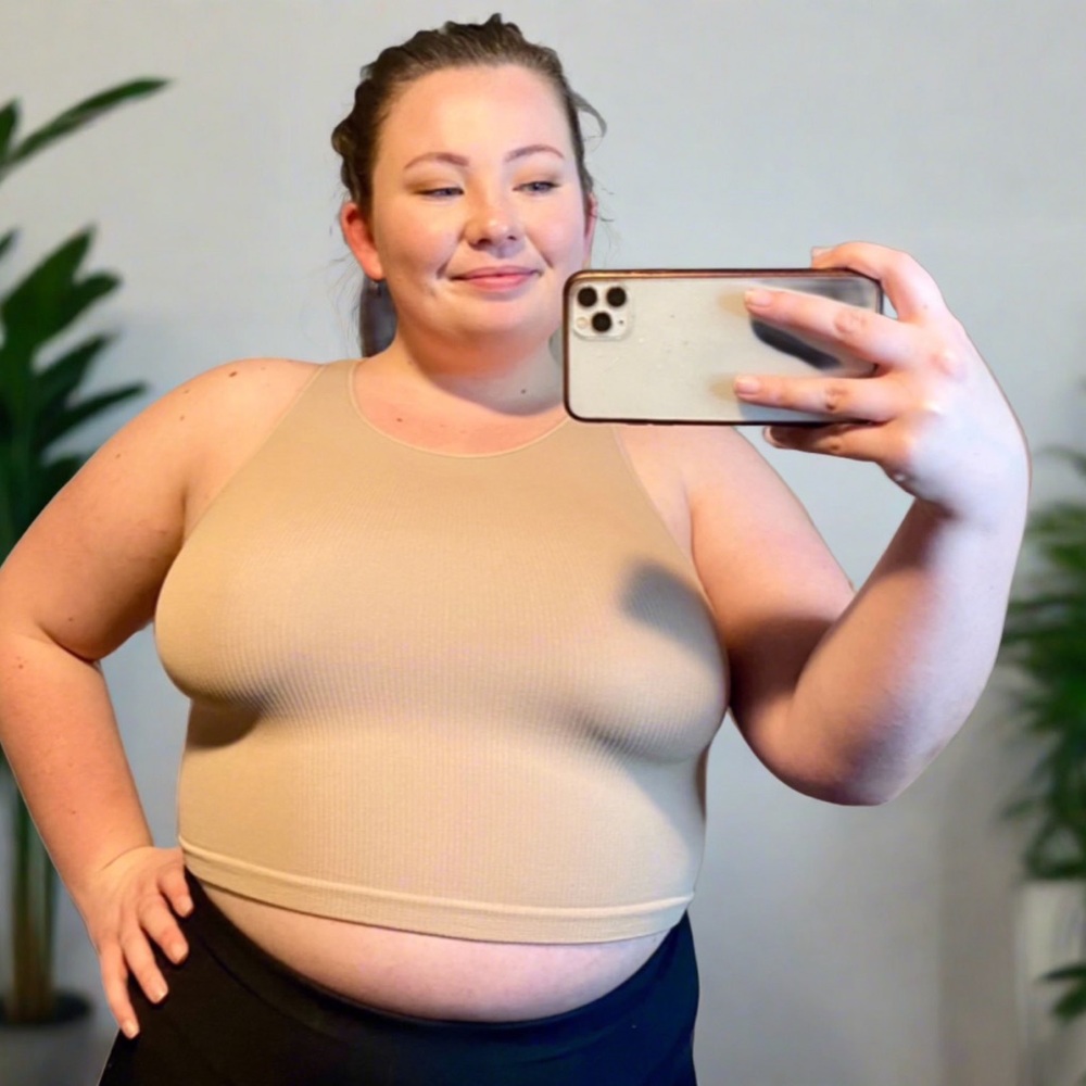 Paige Ribbed High Neck Crop Top